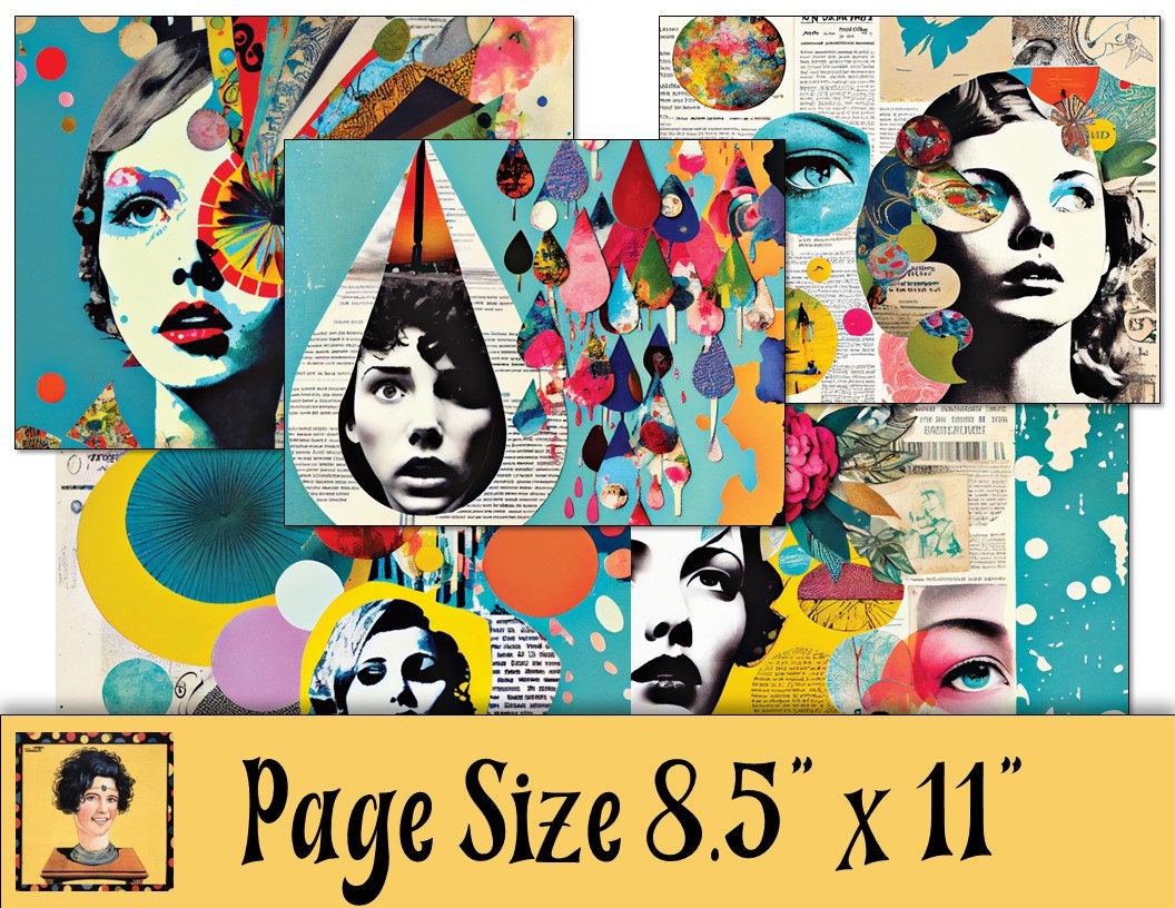 Digital Collage Sheets, 39 Pages Mixed Media Paper for Art Journaling