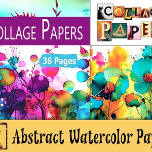 Digital Collage Sheets, 36 Vibrant Collage Papers, Abstract Brights Decorative Art For Collage, Art Journaling Printable Download PDF & JPEG