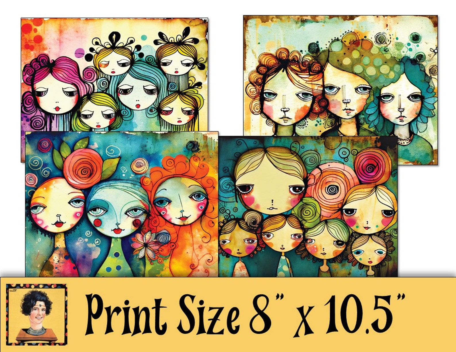 Printable Collage Paper Sheets 36 Doll Face Sketches for Art Etsy