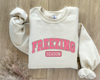 Freezing Season Crewneck Sweatshirt, Christmas Sweatshirt, Preppy Sweatshirt, Aesthetic Sweatshirt, Gift for Her, Winter Sweatshirt,