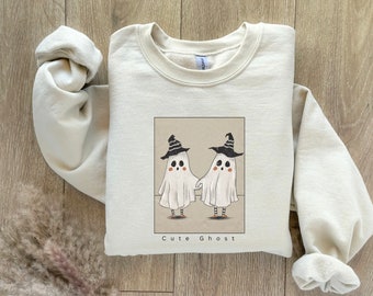 Halloween-sweater, spooksweater, Halloween-trui met ronde hals, Halloween-sweater, schattige geesten-sweater, Halloween-shirt, Halloween-spook