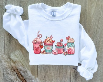 Sudadera de café para el día de San Valentín, sudadera para el día de San Valentín, sudadera rosa para el día de San Valentín, sudadera para el día de San Valentín