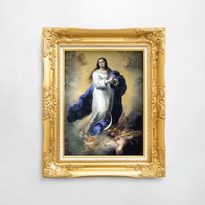 The Immaculate Conception Of El Escorial | Bartolomé Esteban Murillo | Baroque Religious Art Print | Virgin Mary Painting | Digital Download
