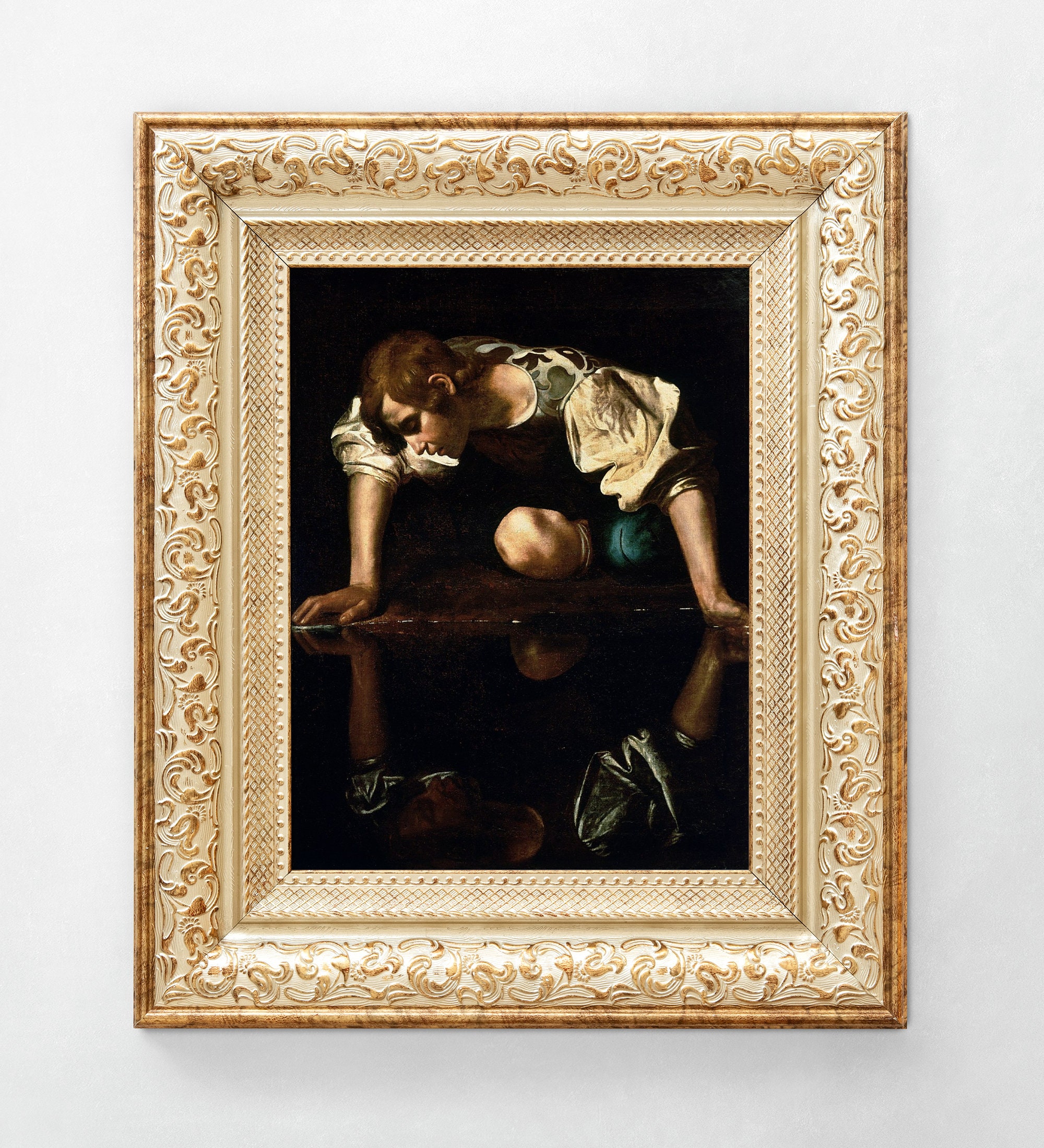 Narcissus | Caravaggio | Gothic Baroque Greek Mythology Art Print