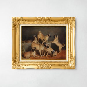 A Family Of Pugs | Charles Burton Barber | Cute Victorian Puppy Dog Art Print | Sweet Whimsical Cottagecore Pet Portrait | Digital Download