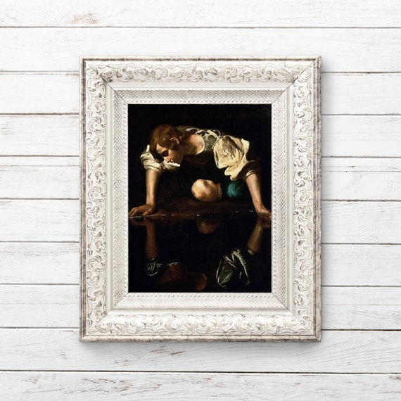 Narcissus | Caravaggio | Gothic Baroque Greek Mythology Art Print