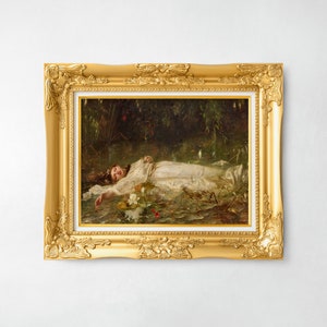 Ophelia | Friedrich Wilhelm Theodor Heyser | Romantic Victorian Death Art Print | Sensual Macabre Nature Flower Painting | Digital Download