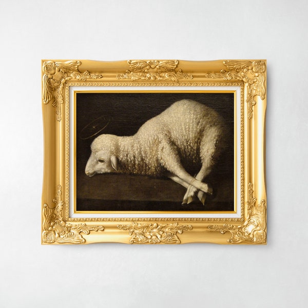 Das Lamm Gottes | Agnus Dei | Francisco de Zurbarán | Religiöse Unschuldige Renaissance Kunstdruck | Barocke Gotik Malerei | Digitaler Download