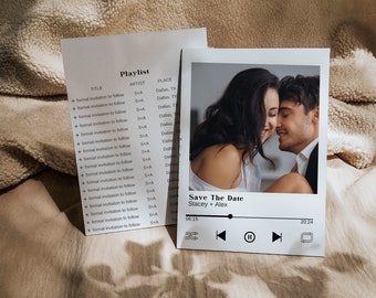 Minimalist Save the Date, Photo Save the Date Invite, Simple Save the Date, playlist Save the Date, Editable Template