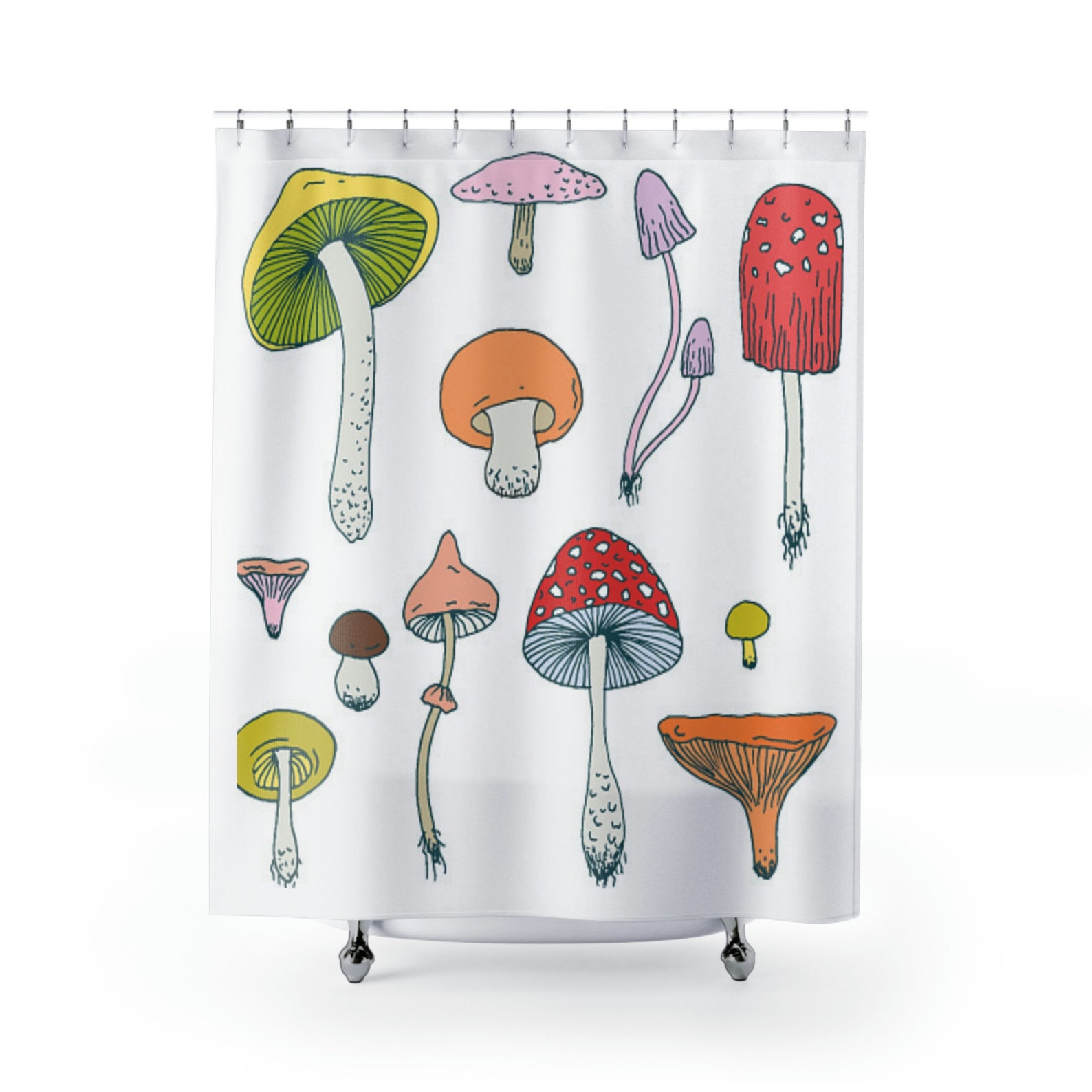 Mushroom Shower Curtain Nature Shower Curtain Psychedelic Etsy