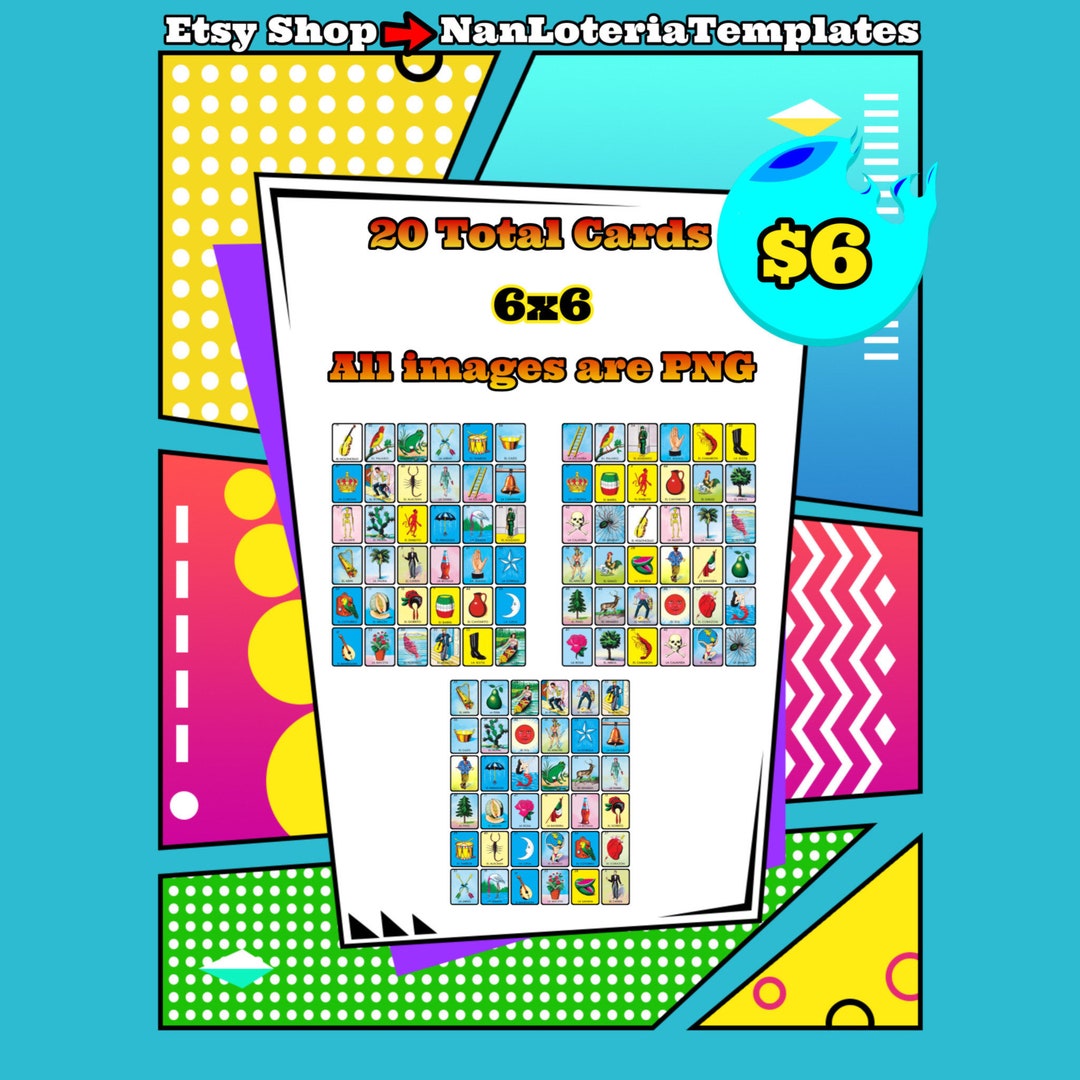 Loteria Card Template 6 X 6 - Etsy