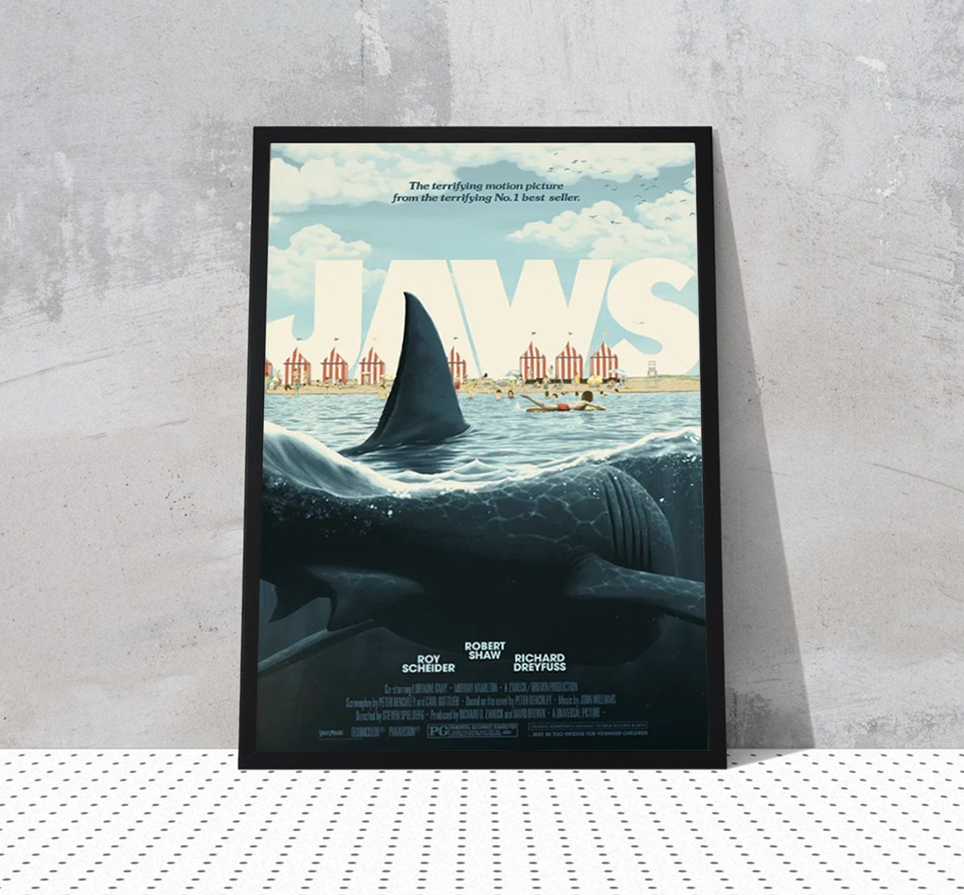Discover Jaws 1975 movie poster, Blockbuster movie Premium Matte Vertical Poster
