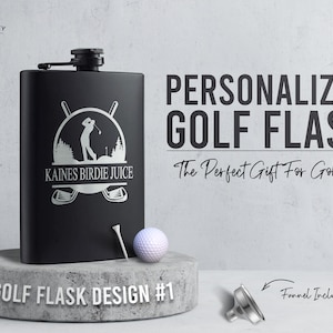 PERSONALIZED GOLF FLASK // Custom Flask for Golfers - 8oz