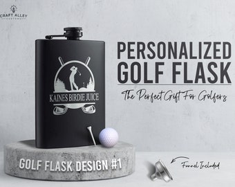 PERSONALIZED GOLF FLASK // Custom Flask for Golfers - 8oz