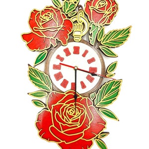 Red Rose Wall Clock - Etsy
