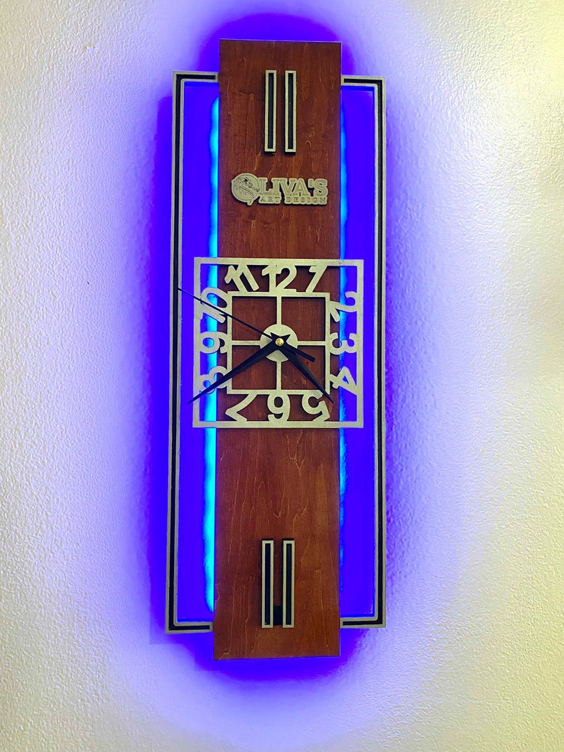 LED Multicolor Modern Rectangular Wall Clock - Etsy