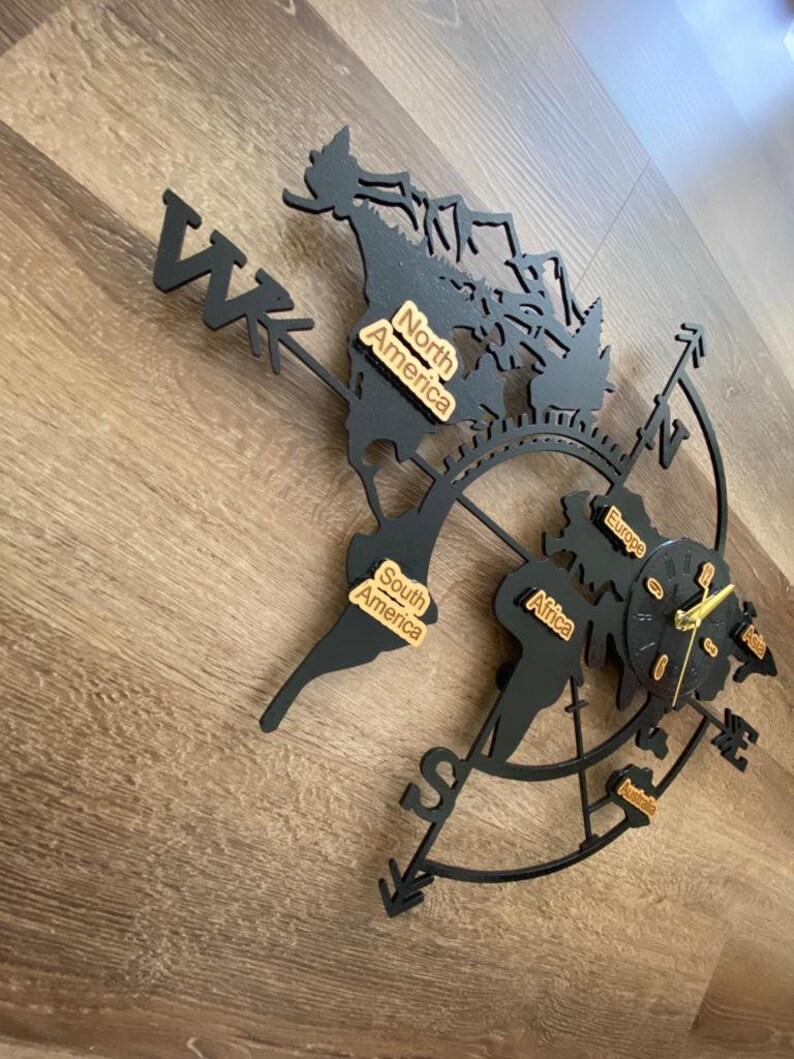 World Cardinal Points Wall Clock - Etsy