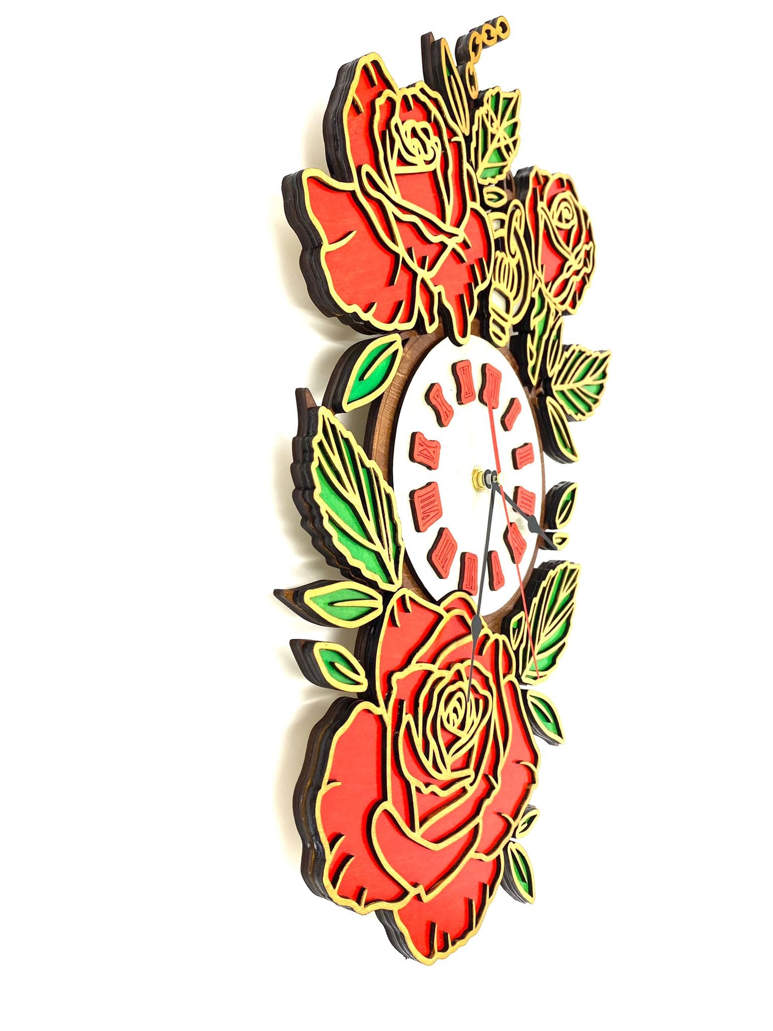 Red Rose Wall Clock - Etsy