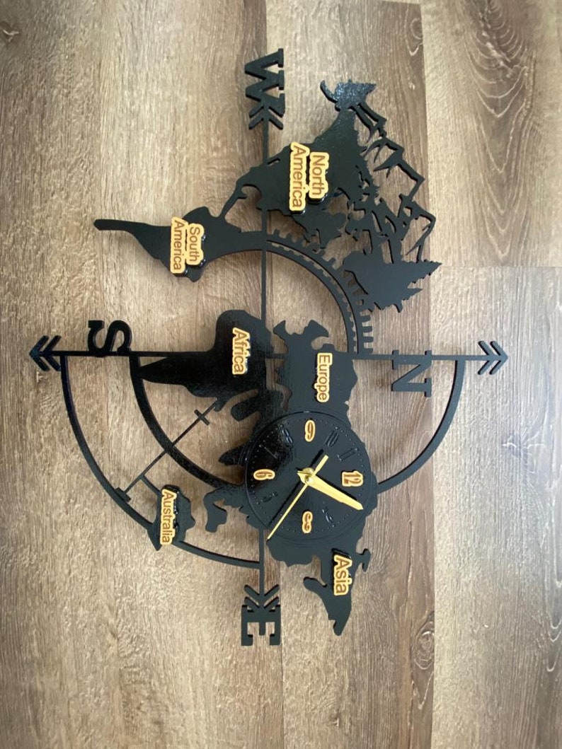 World Cardinal Points Wall Clock - Etsy