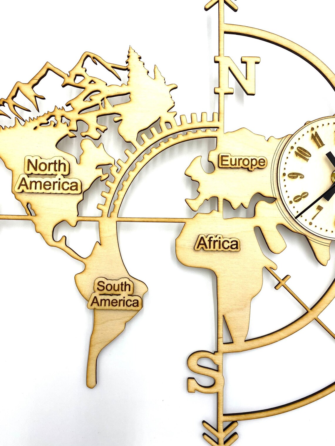 World Cardinal Points Wall Clock Etsy