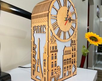 Paris City LED Lamp Clock