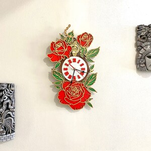 Red Rose Wall Clock - Etsy