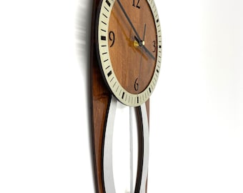 Modern Pendulum Silver/Brown Wall Clock