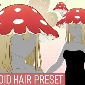 Red Mushroom Hat with Hair | VRoid Hair Preset | Custom Item VRoid Studio | Ready-to-Use Hair Preset for Vroid Model