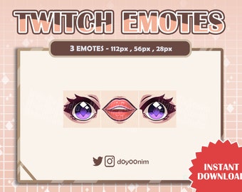 Twitch Meme Emote (3) | Paarse ogen, lichte huid | Discord Emote | Emotes voor Twitch, Discord, Youtube, Streamer, Vtuber