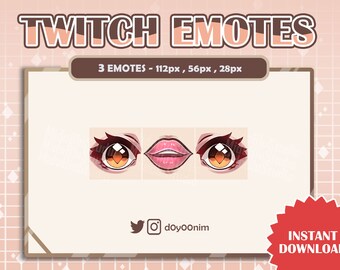 Twitch Meme Emote (3) | Bruine ogen, lichte huid | Discord Emote | Emotes voor Twitch, Discord, Youtube, Streamer, Vtuber