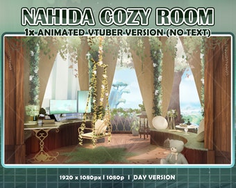 ANIMATED Nahida Cozy Room Twitch Screen Overlays  l Twitch Screens l Starting Soon l Stream Ending l Streamer and Vtuber l Genshin Overlay