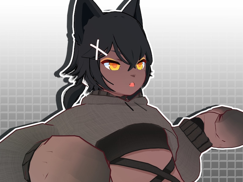 Kuro Cat Girl | Premade 3D Vroid VRM Model | Streamer and Vtuber ...