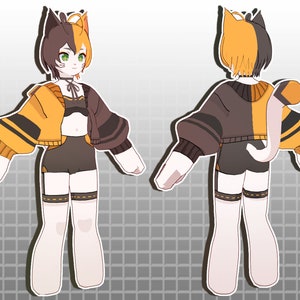 Calico Cat Girl | Premade 3D Vroid VRM Model | Streamer and Vtuber ...