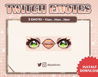 Twitch Meme Emote (3) | Groene ogen, lichte huid | Discord Emote | Emotes voor Twitch, Discord, Youtube, Streamer, Vtuber