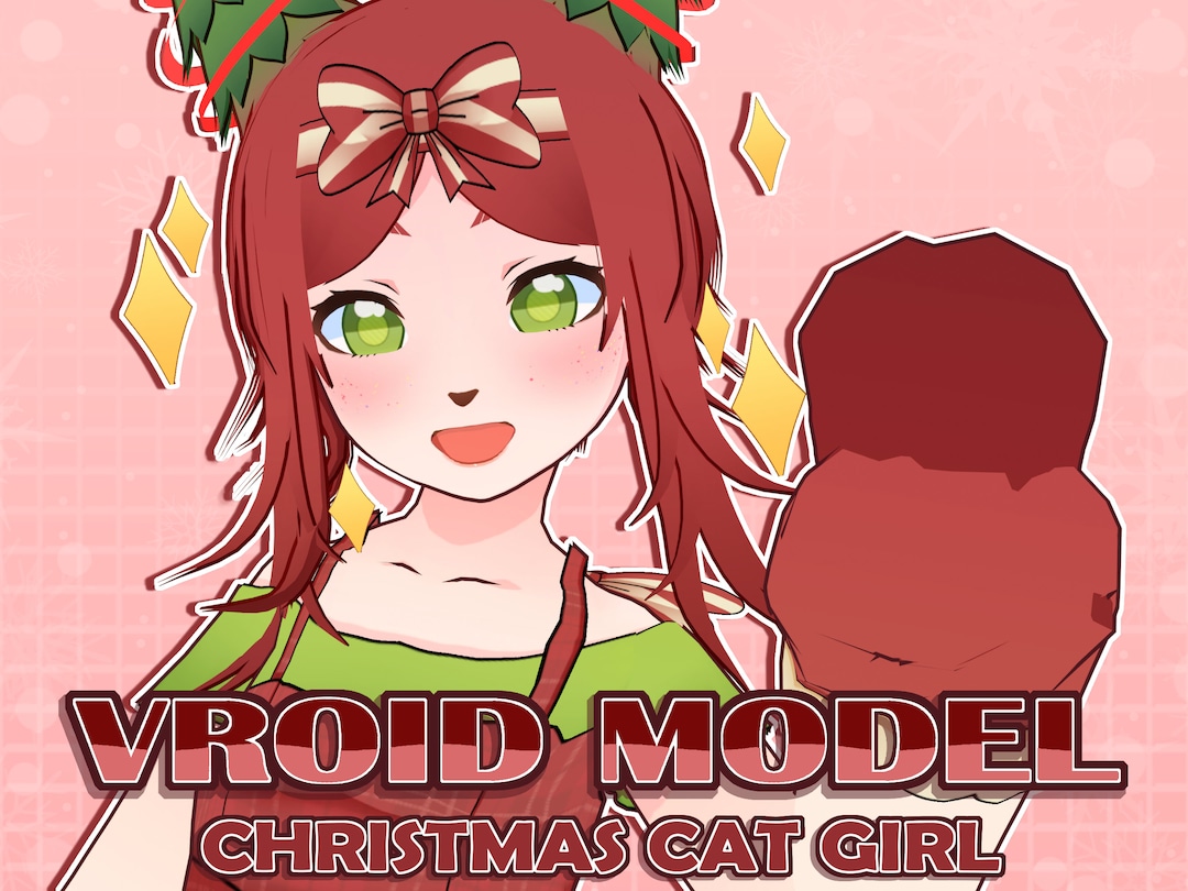 Holiday Cat Girl | Premade 3D Vroid VRM Model | Streamer and Vtuber ...