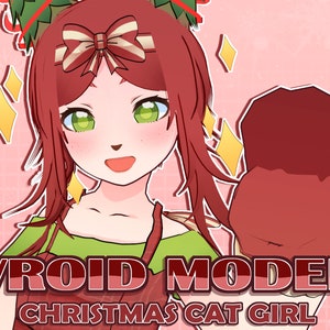 Holiday Cat Girl | Premade 3D VRoid VRM Model | Streamer and Vtuber | Expressive Ready-to-Use Model for Streaming