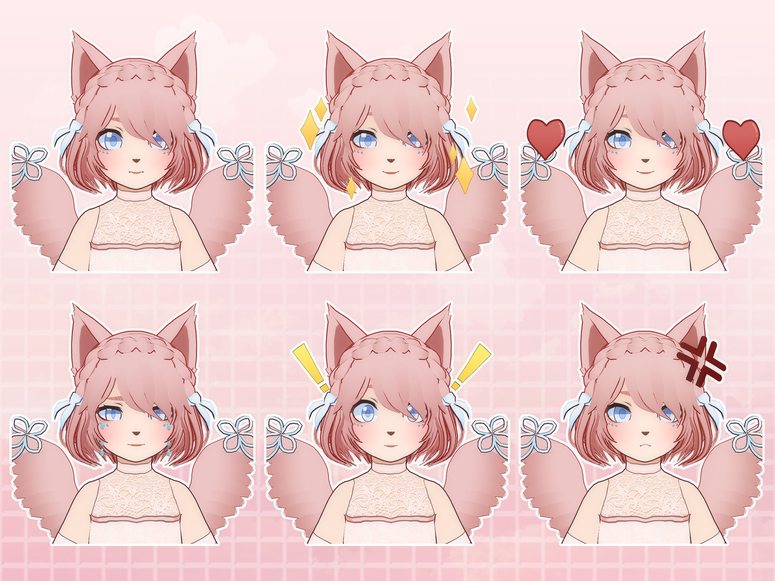 Pink Lace Angel Cat Girl Set Premade 3D Vroid VRM Model Streamer and ...