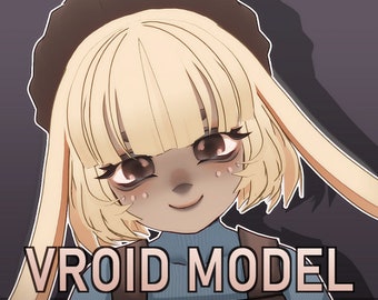 Bumpkin Bunny-avatar | Vooraf gemaakt 3D VRoid VRM-model | Streamer en Vtuber | Expressief gebruiksklaar model voor streaming