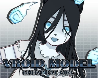 Ghost Cat Girl | Premade 3D VRoid VRM Model | Streamer and Vtuber | Expressive Ready-to-Use Model for Streaming