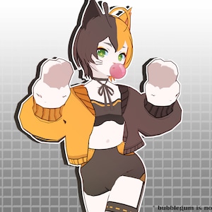 Calico Cat Girl | Premade 3D Vroid VRM Model | Streamer and Vtuber ...