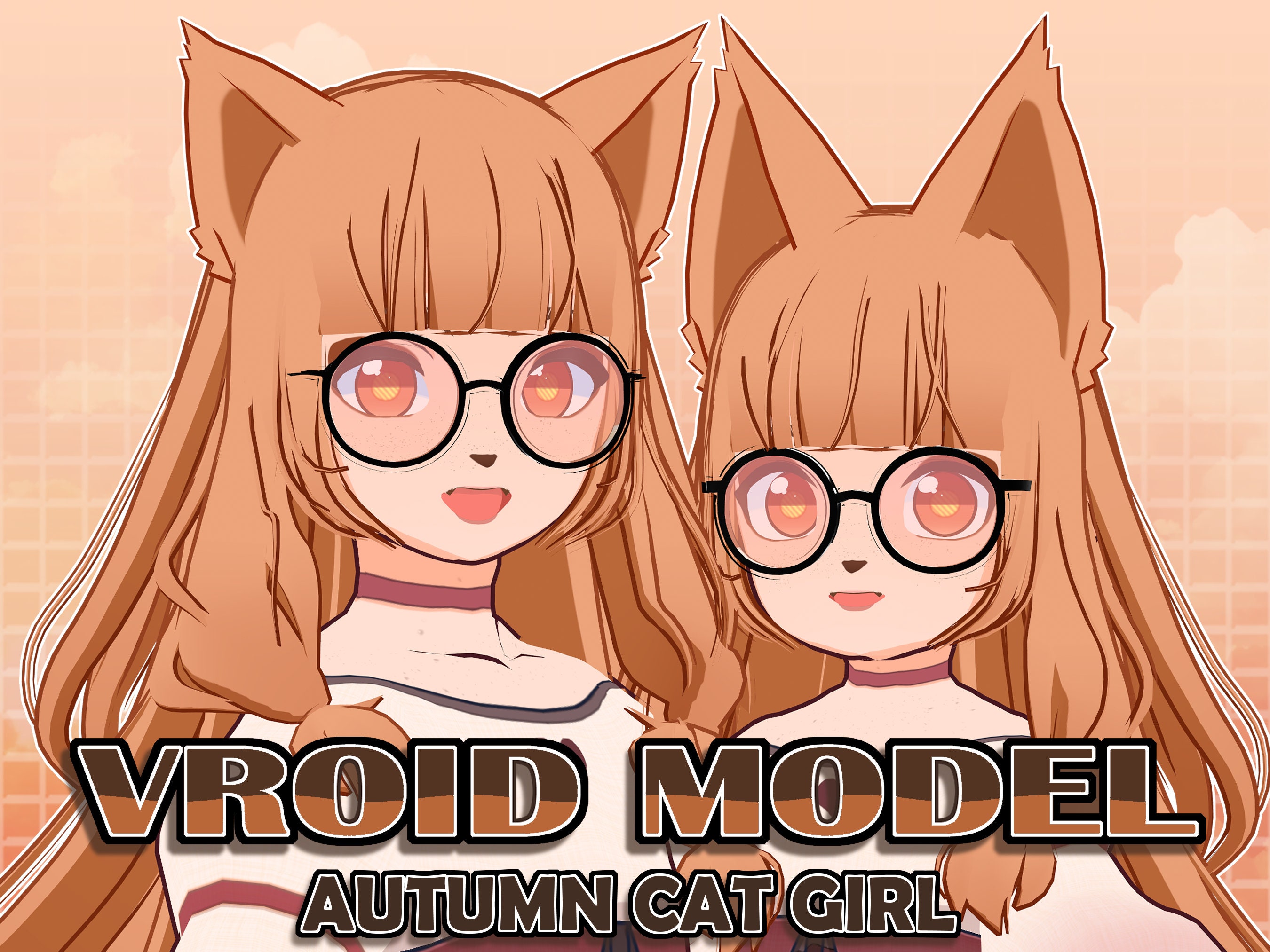 Autumn Cat Girl Set Premade 3D Vroid VRM Model Streamer and Vtuber