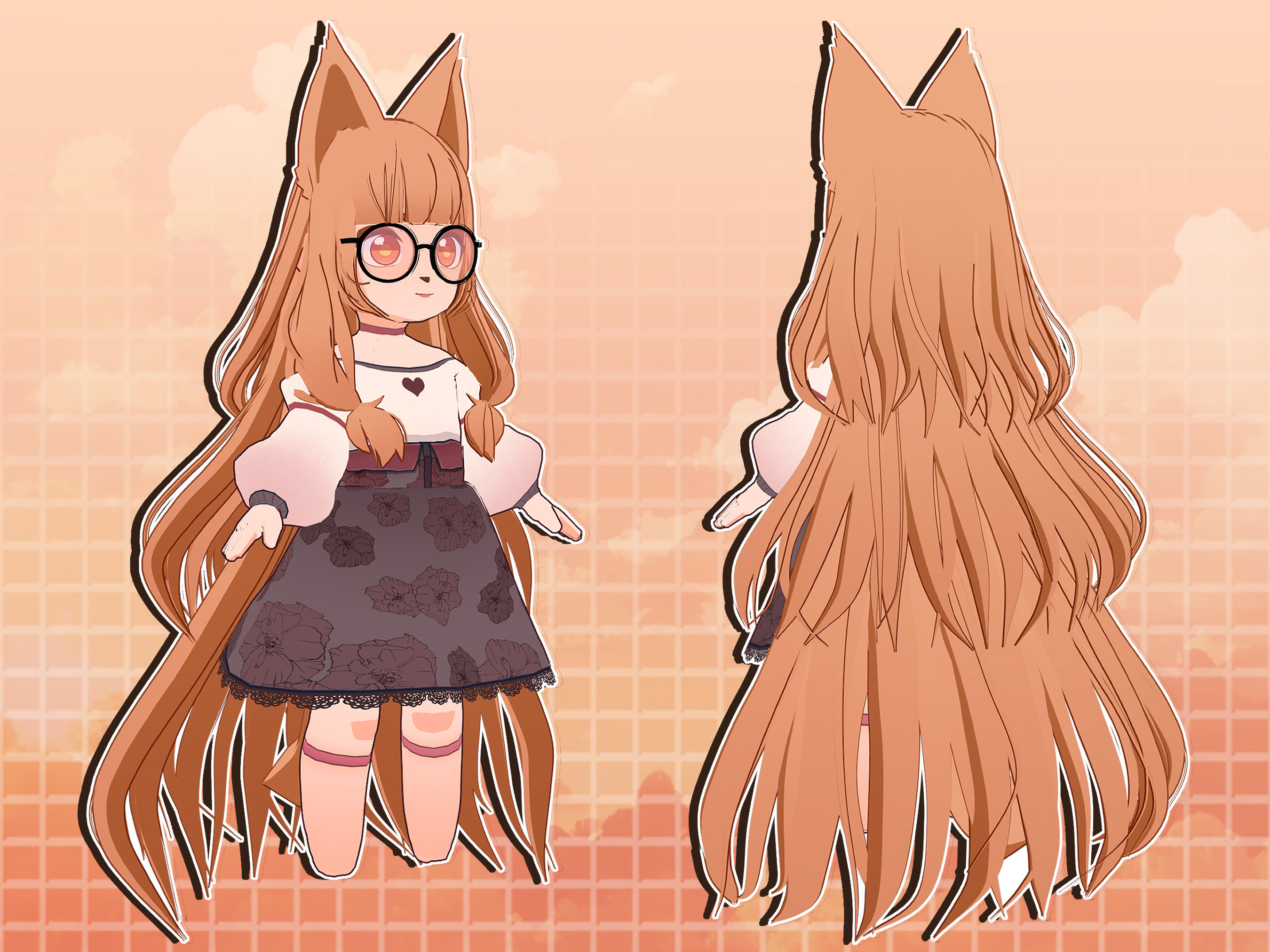 Autumn Cat Girl Set Premade 3D Vroid VRM Model Streamer and Vtuber ...