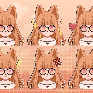 K&ouml;nnte beinhalten: Ein Comic-Charakter mit braunen Haaren und Ohren, der eine runde Brille tr&auml;gt, mit verschiedenen Gesichtsausdr&uuml;cken und Accessoires. Der Charakter tr&auml;gt ein wei&szlig;es Hemd mit einem kleinen Herzen darauf. Die Accessoires umfassen Herzen, Sterne und Ausrufezeichen.