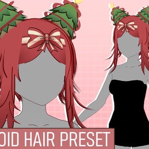 Holiday Medium Hair with Christmas Tree | VRoid Hair Preset | Custom Item VRoid Studio | Ready-to-Use Hair Preset for Vroid Model