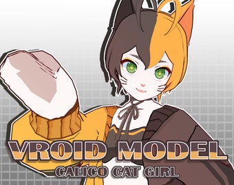 Calico Cat Girl | Premade 3D VRoid VRM Model | Streamer and Vtuber | Expressive Ready-to-Use Model for Streaming