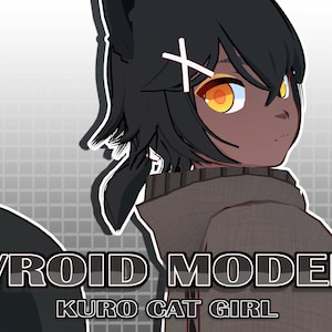 Kuro Cat Girl / Modelo 3D VRoid VRM prefabricado / Streamer y Vtuber / Modelo expresivo listo para usar para streaming