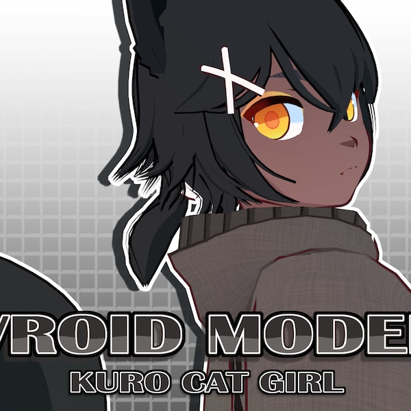 Kuro Cat Girl / Modelo 3D VRoid VRM prefabricado / Streamer y Vtuber / Modelo expresivo listo para usar para streaming