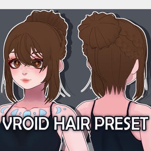 Bun Hair with Braids | VRoid Hair Preset | Custom Item VRoid Studio | Ready-to-Use Hair Preset for Vroid Model