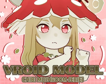 Red Chibi Mushroom | Premade 3D VRoid VRM Model | Streamer and Vtuber | Expressive Ready-to-Use Model for Streaming