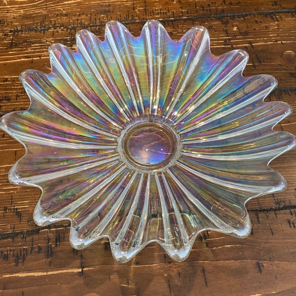 Fostoria Carnival Glass Celeste Dish. Mid Century Modern